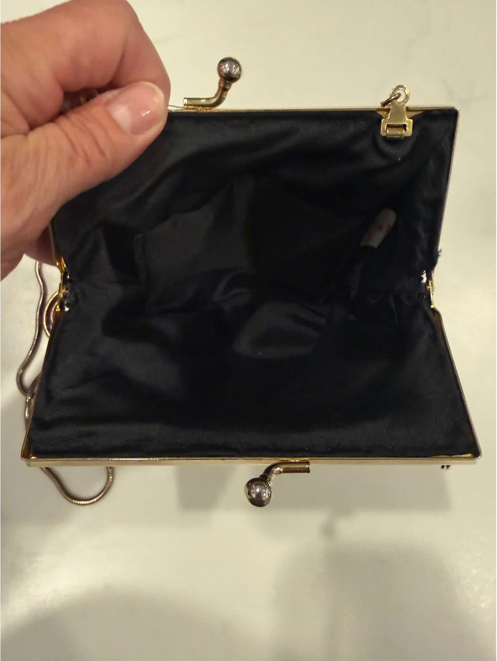 Vintage Black Beaded Shell Shaped Evening Bag with Chain Strap
